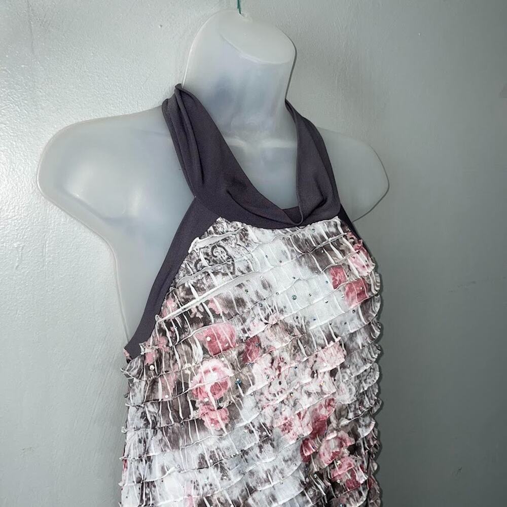 Studio Y Size Large Tiered Ruffle Halter Top Blouson Y2K Fairy Grunge Romantic